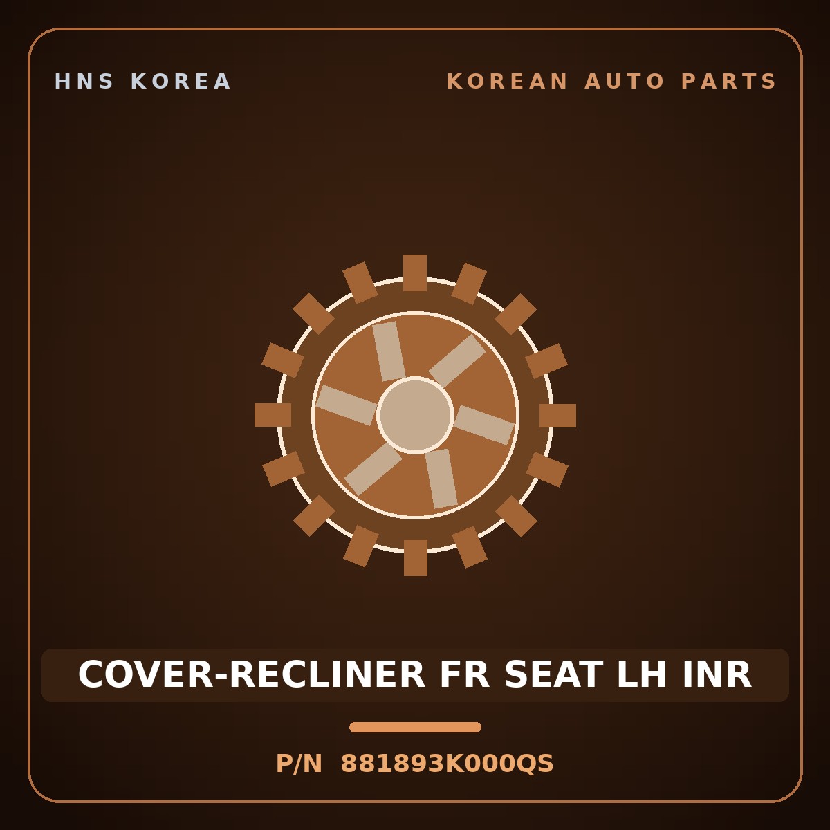 Genuine Mobis COVER-RECLINER FR SEAT LH INR 881893K000QS for Sonata 2006 HNS Parts Korea