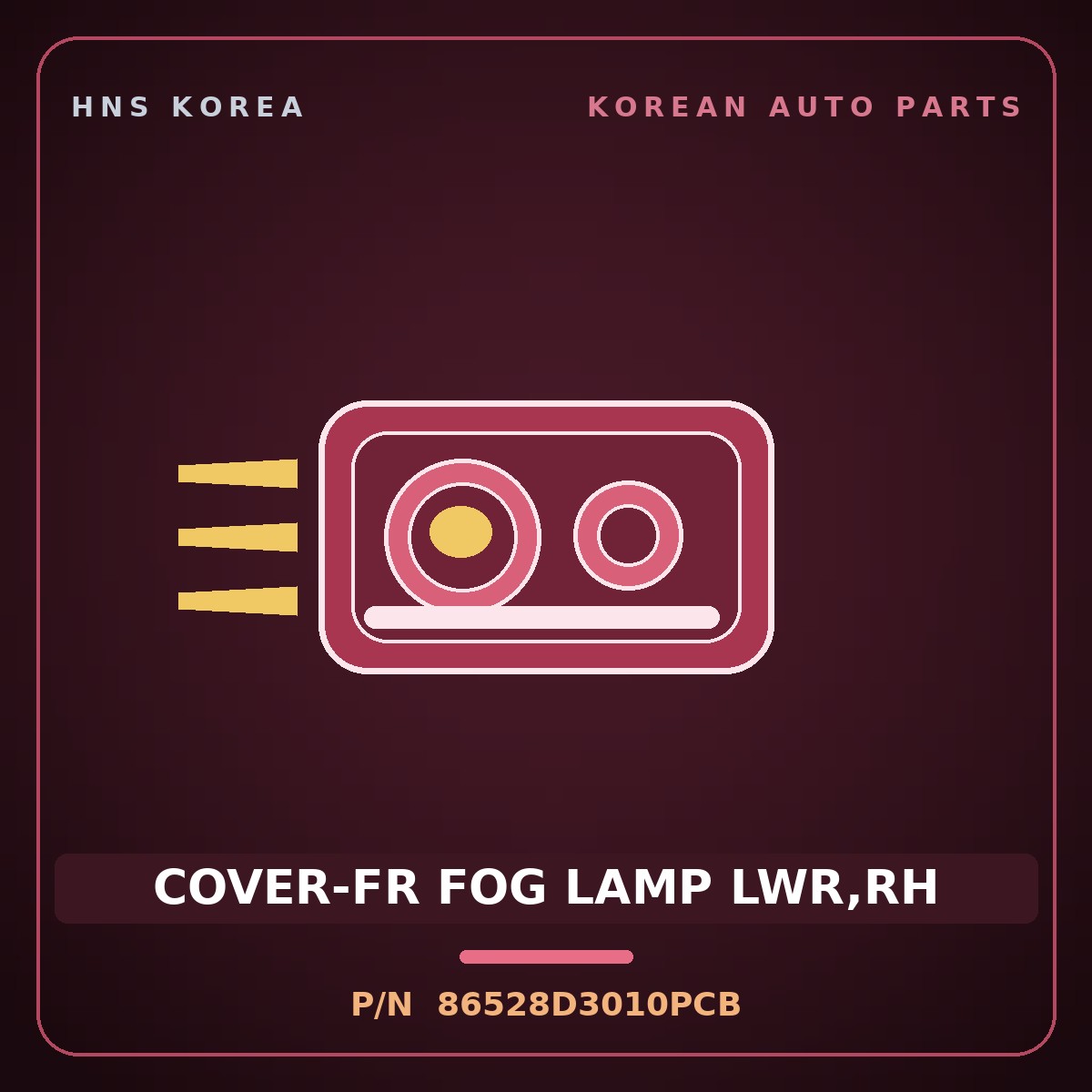 Genuine Mobis COVER-FR FOG LAMP LWR,RH 86528D3010PCB for Tucson 2015 HNS Parts Korea