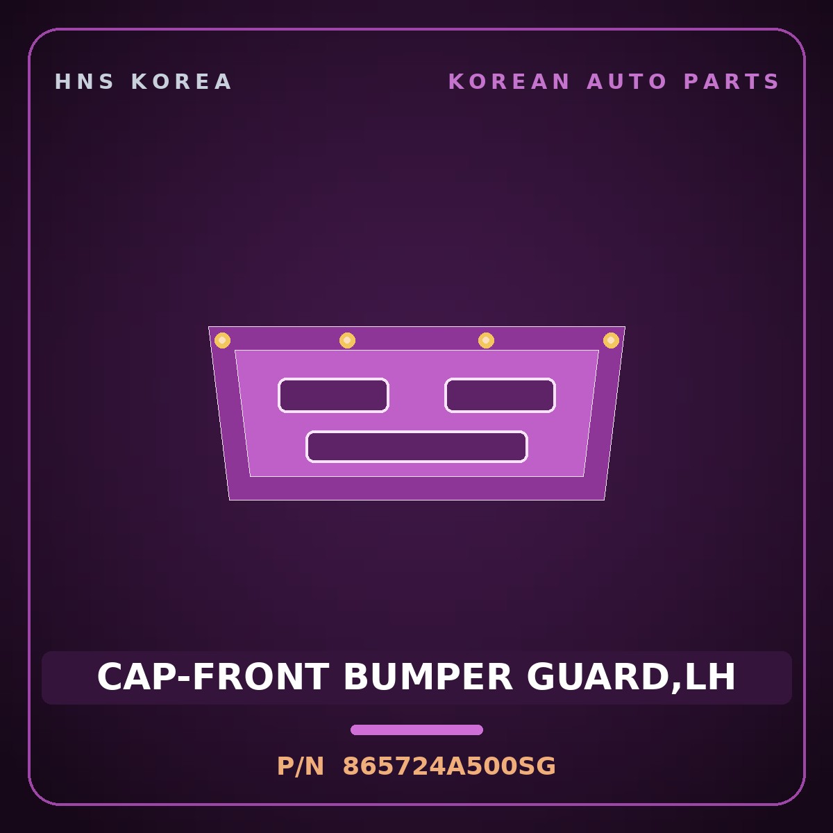 Genuine Mobis CAP-FRONT BUMPER GUARD,LH 865724A500SG for Grand Starex 1997 HNS Parts Korea