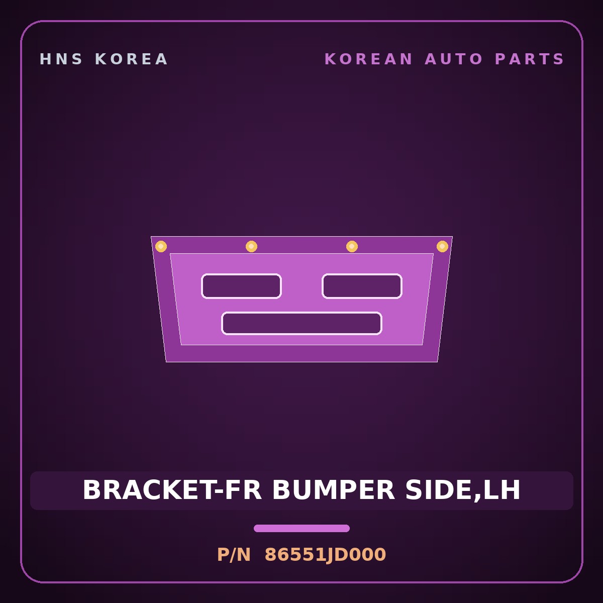Genuine Mobis BRACKET-FR BUMPER SIDE,LH 86551JD000 for Ioniq 6 2026 HNS Parts Korea