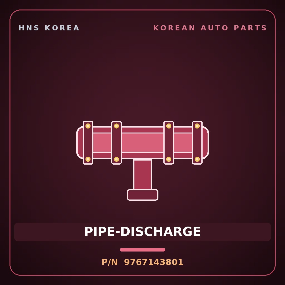 Genuine Mobis PIPE-DISCHARGE 9767143801 for Grace 1995 HNS Parts Korea