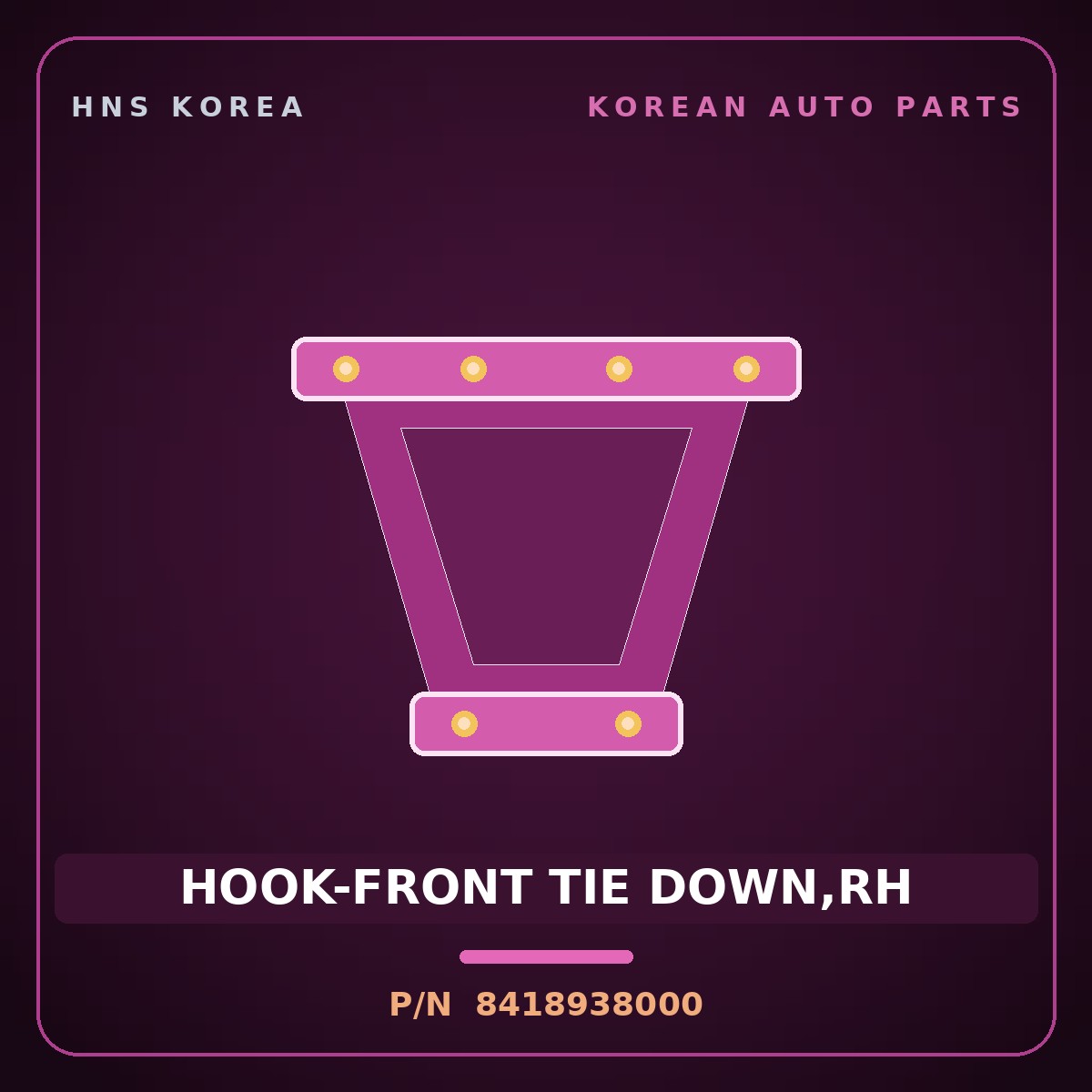 Genuine Mobis HOOK-FRONT TIE DOWN,RH 8418938000 for Grandeur 1999 HNS Parts Korea