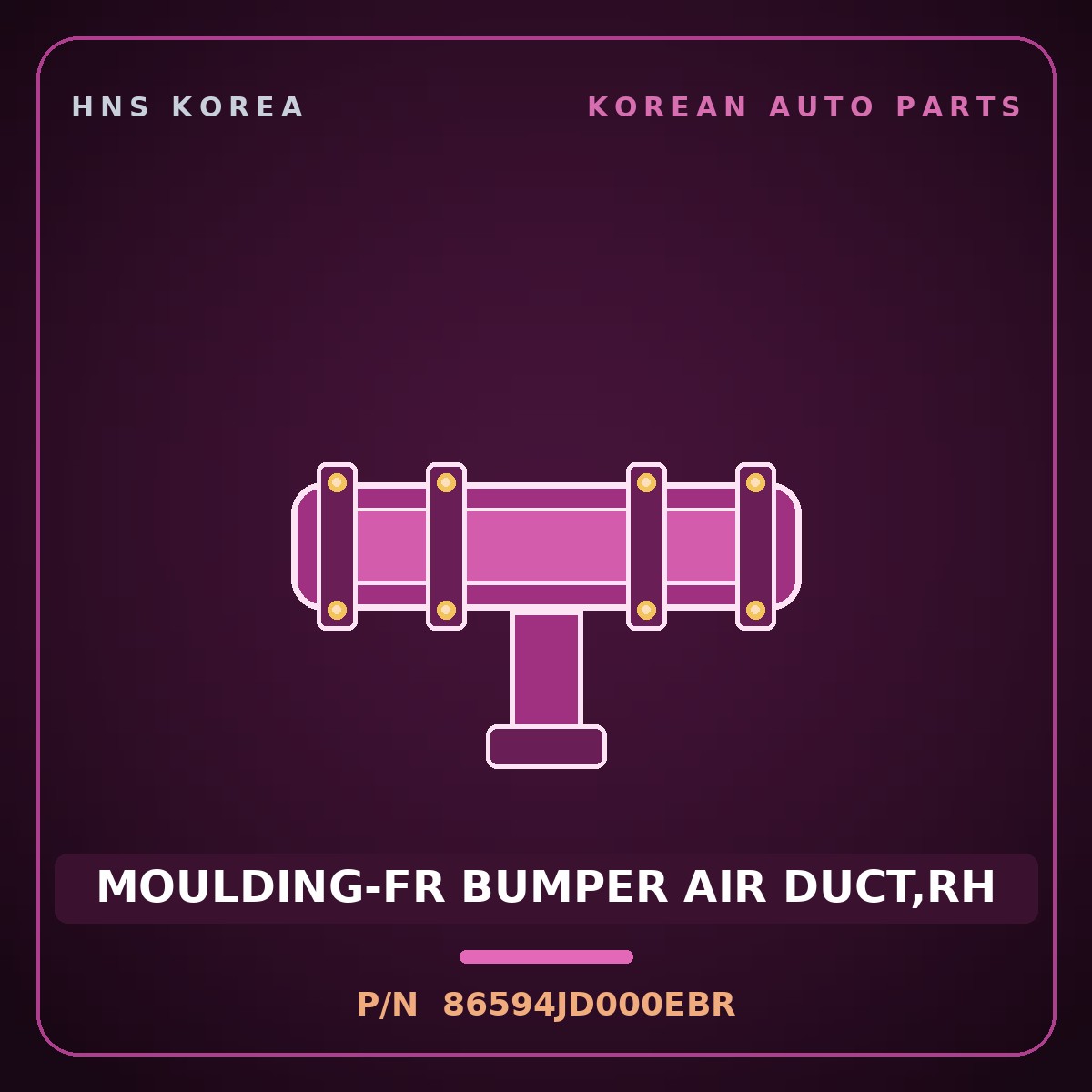 Genuine Mobis MOULDING-FR BUMPER AIR DUCT,RH 86594JD000EBR for Ioniq 6 2026 HNS Parts Korea