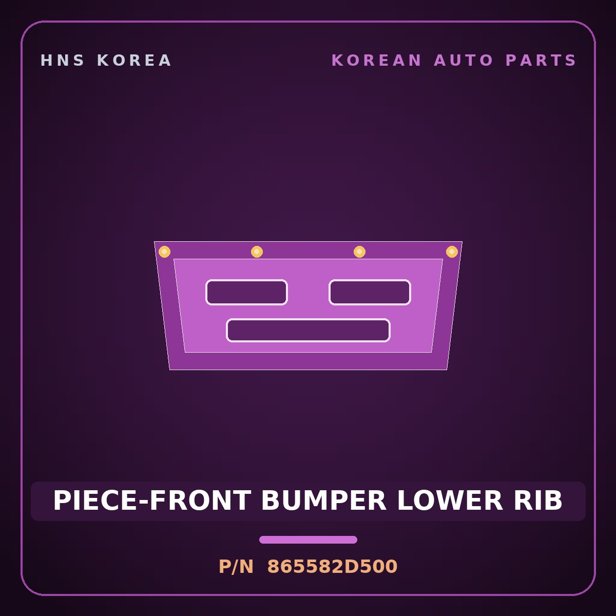 Genuine Mobis PIECE-FRONT BUMPER LOWER RIB 865582D500 for Elantra 2000 HNS Parts Korea