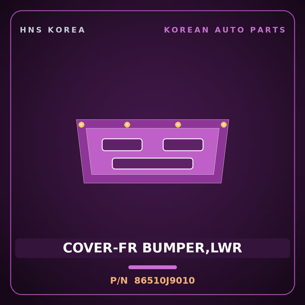 Genuine Mobis COVER-FR BUMPER,LWR 86510J9010 for Kona 2018 HNS Parts Korea