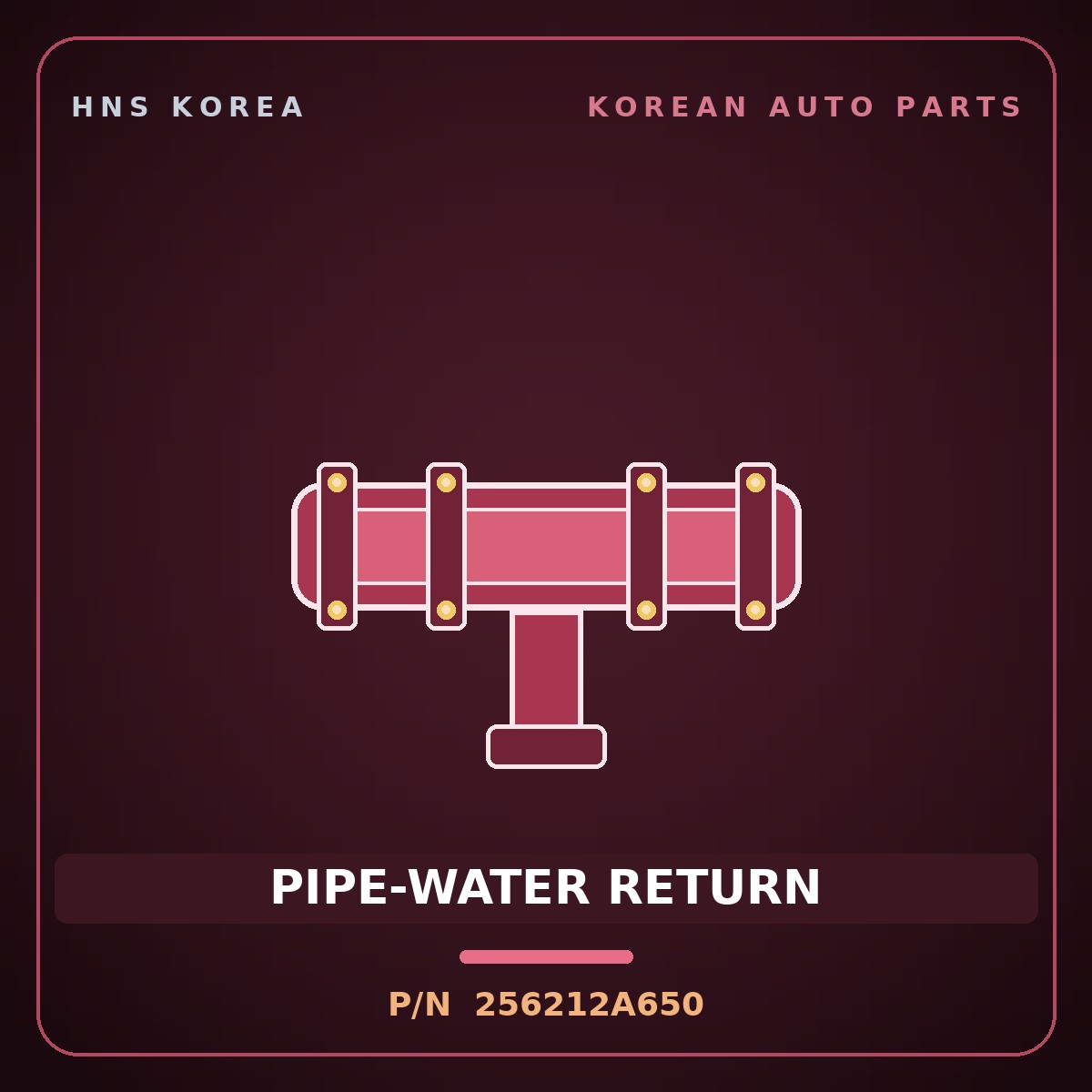 Genuine Mobis PIPE-WATER RETURN 256212A650 for Avante 2006 HNS Parts Korea