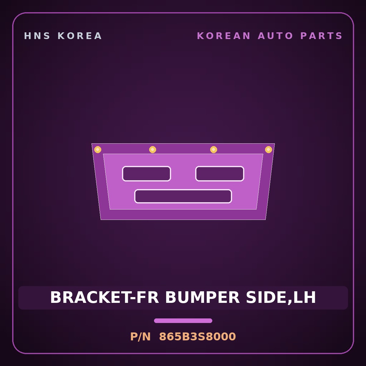 Genuine Mobis BRACKET-FR BUMPER SIDE,LH 865B3S8000 for Palisade 2019 HNS Parts Korea