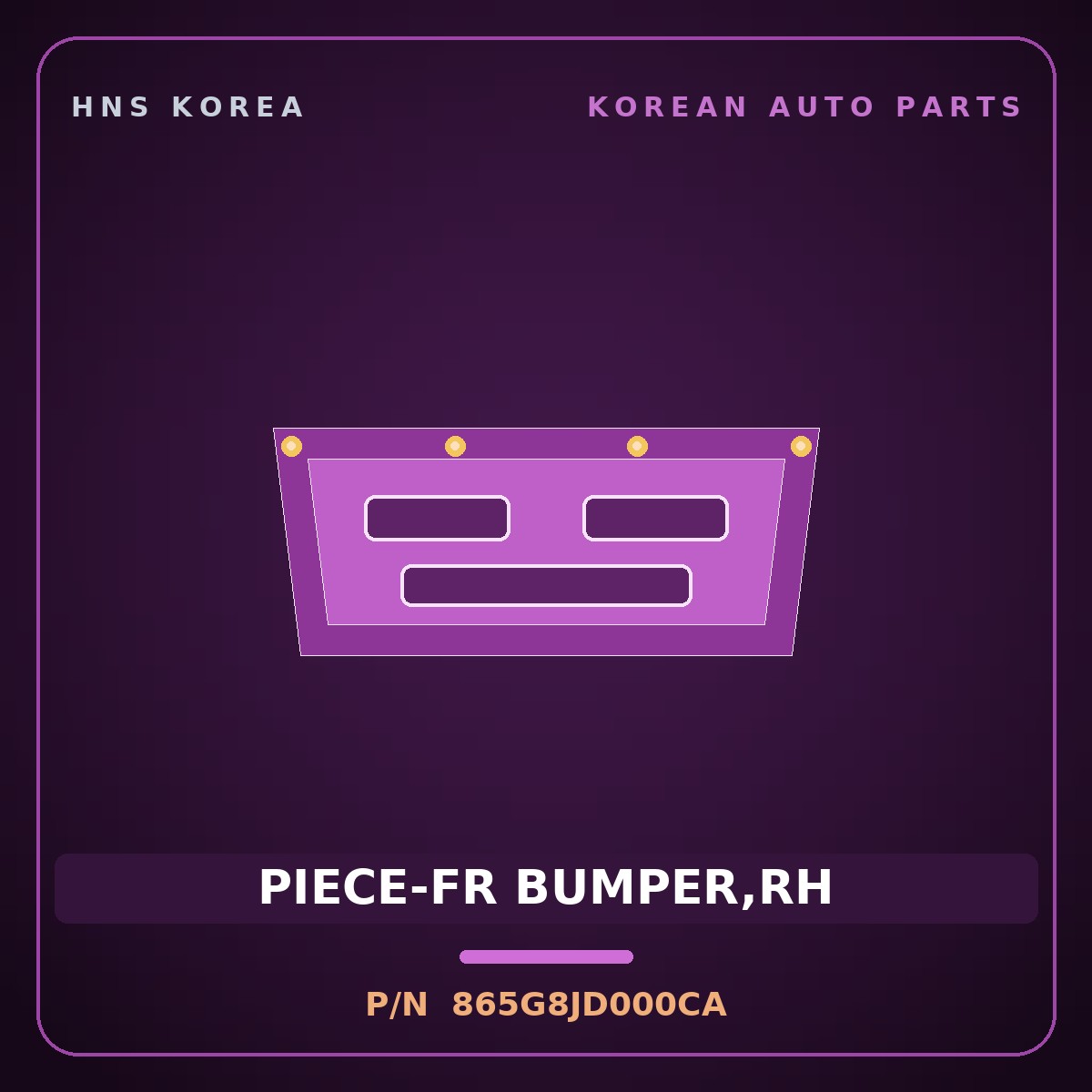 Genuine Mobis PIECE-FR BUMPER,RH 865G8JD000CA for Ioniq 6 2026 HNS Parts Korea