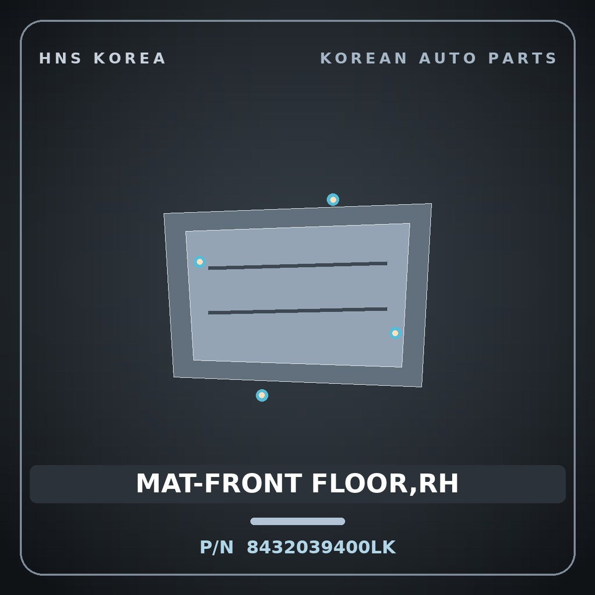 Genuine Mobis MAT-FRONT FLOOR,RH 8432039400LK for Grandeur 1999 HNS Parts Korea