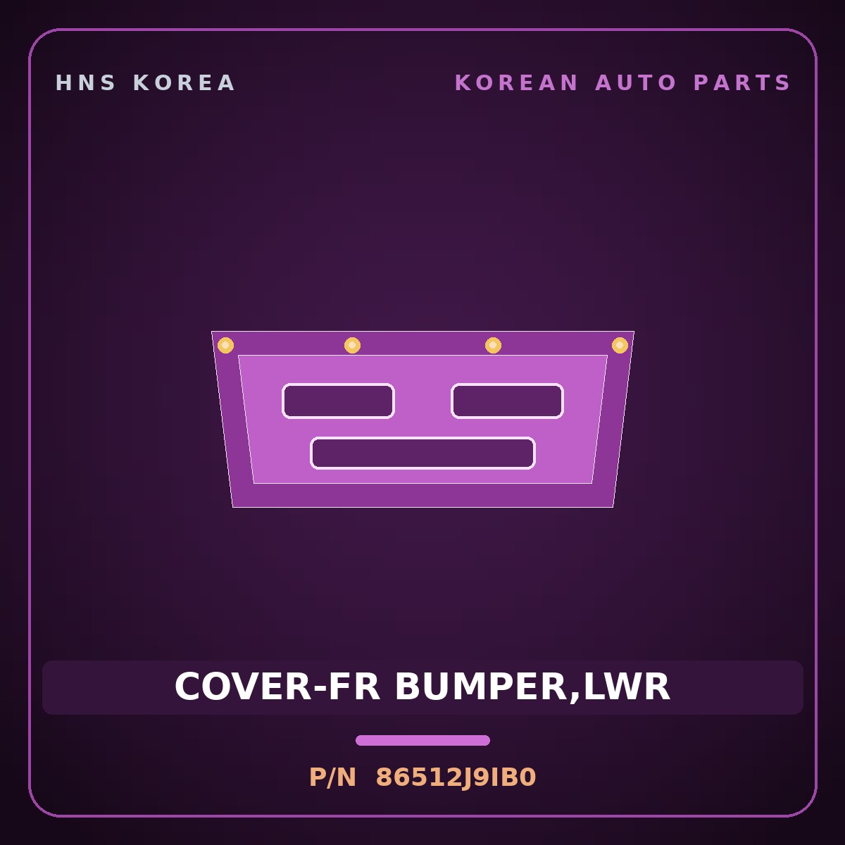 Genuine Mobis COVER-FR BUMPER,LWR 86512J9IB0 for Kona 2018 HNS Parts Korea