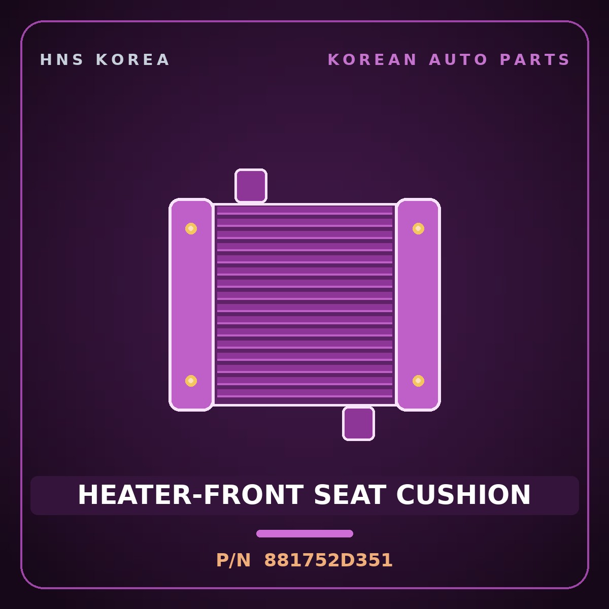 Genuine Mobis HEATER-FRONT SEAT CUSHION 881752D351 for Elantra 2000 HNS Parts Korea