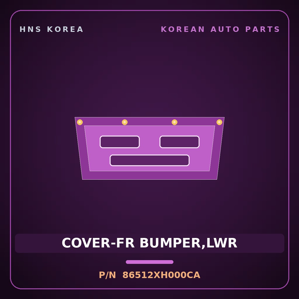 Genuine Mobis COVER-FR BUMPER,LWR 86512XH000CA for Nexo 2025 HNS Parts Korea