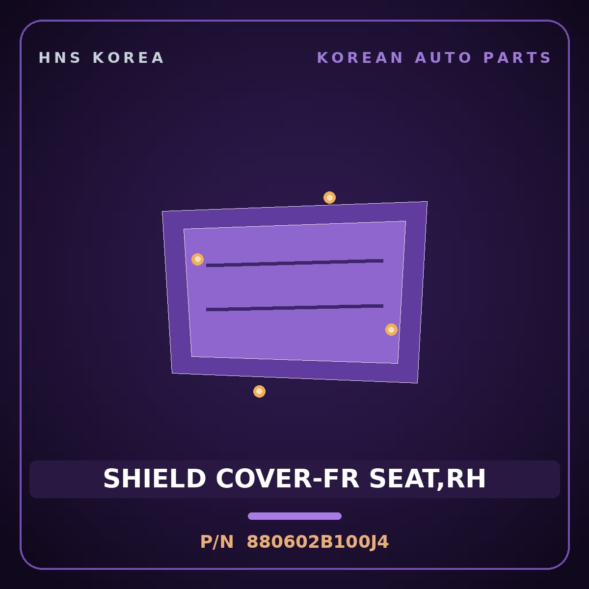 Genuine Mobis SHIELD COVER-FR SEAT,RH 880602B100J4 for Santa Fe 2006 HNS Parts Korea