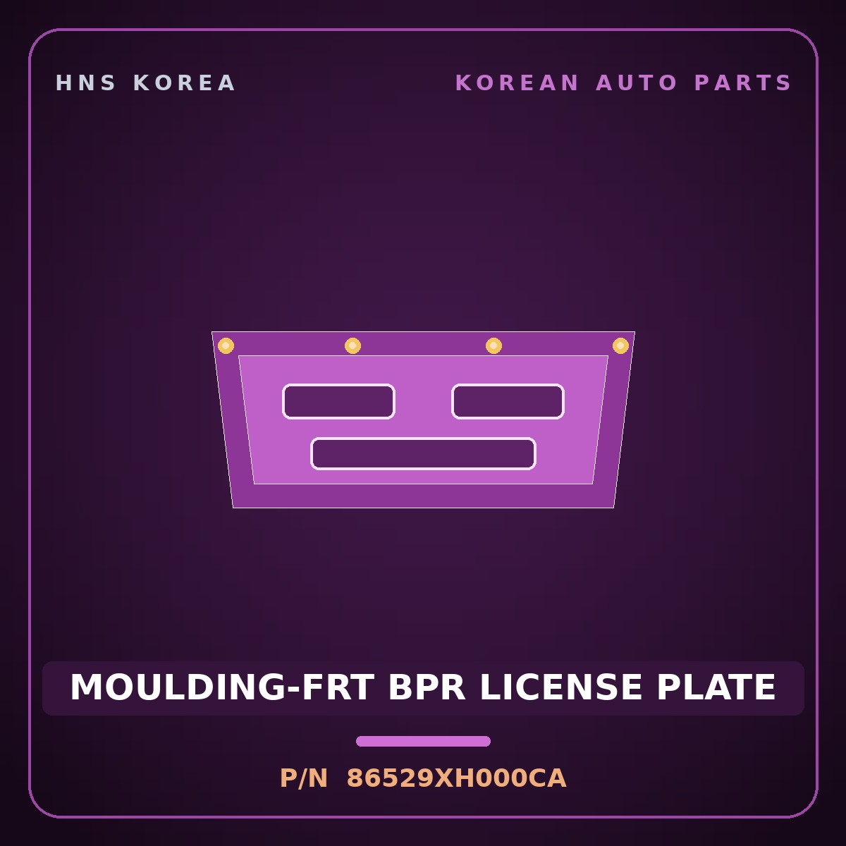 Genuine Mobis MOULDING-FRT BPR LICENSE PLATE 86529XH000CA for Nexo 2025 HNS Parts Korea