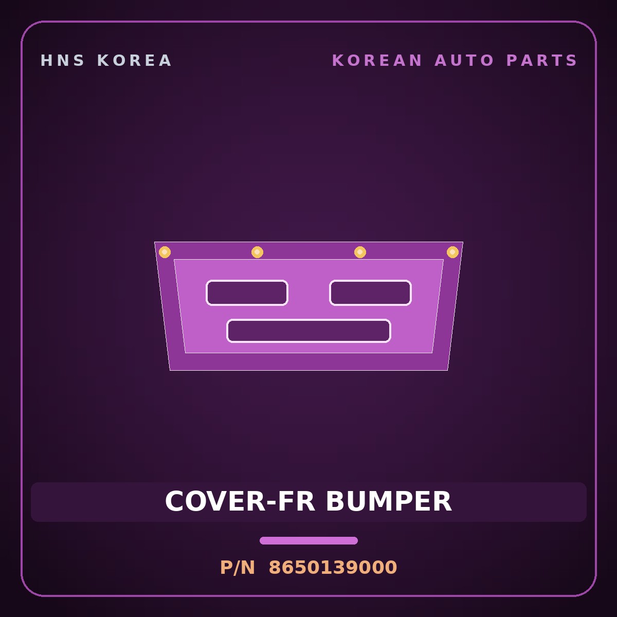 Genuine Mobis COVER-FR BUMPER 8650139000 for Grandeur 1999 HNS Parts Korea