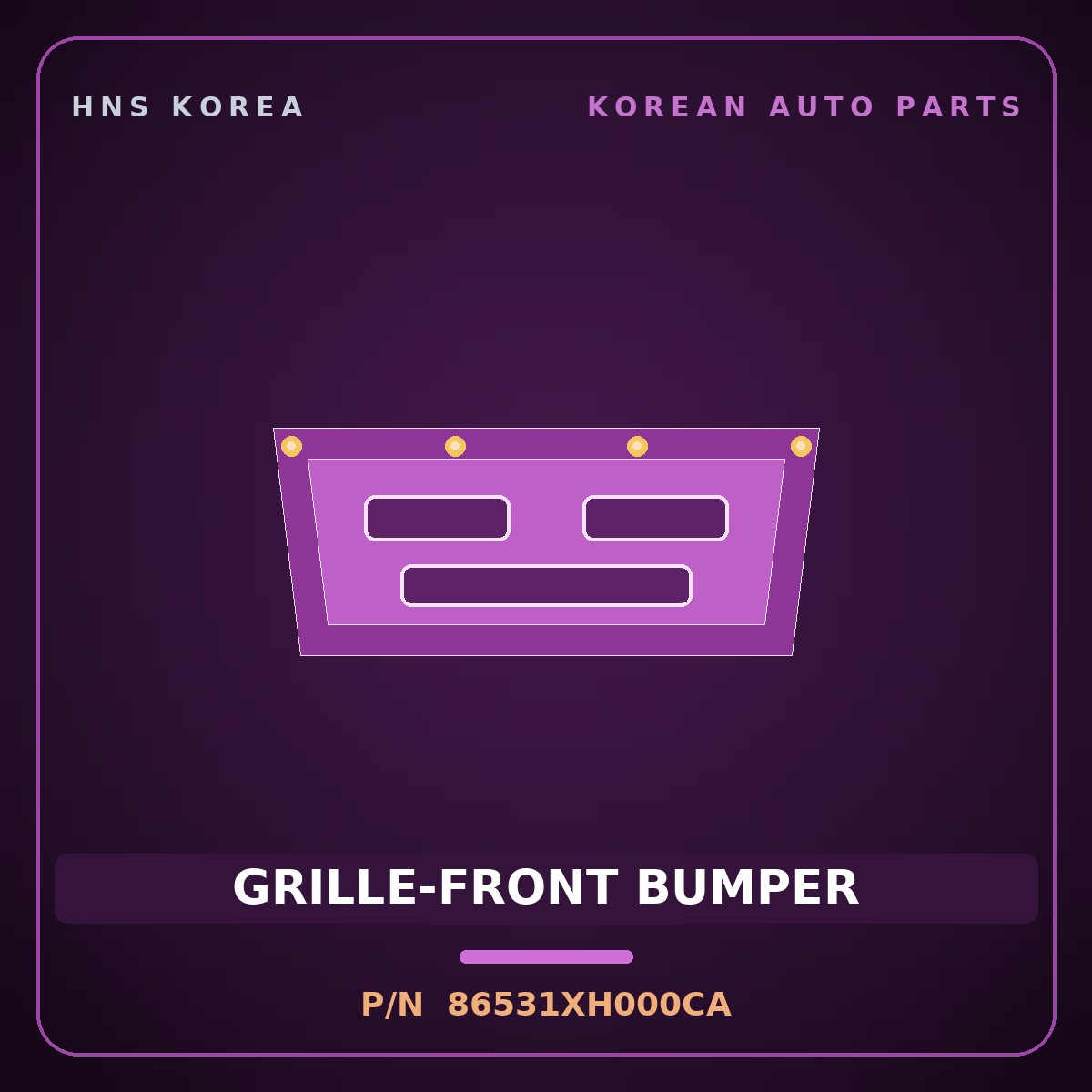Genuine Mobis GRILLE-FRONT BUMPER 86531XH000CA for Nexo 2025 HNS Parts Korea