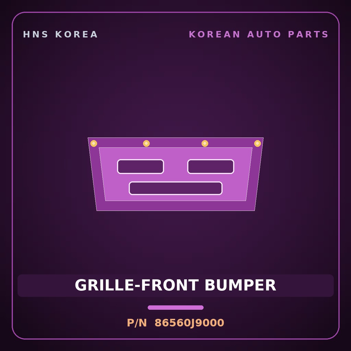 Genuine Mobis GRILLE-FRONT BUMPER 86560J9000 for Kona 2018 HNS Parts Korea