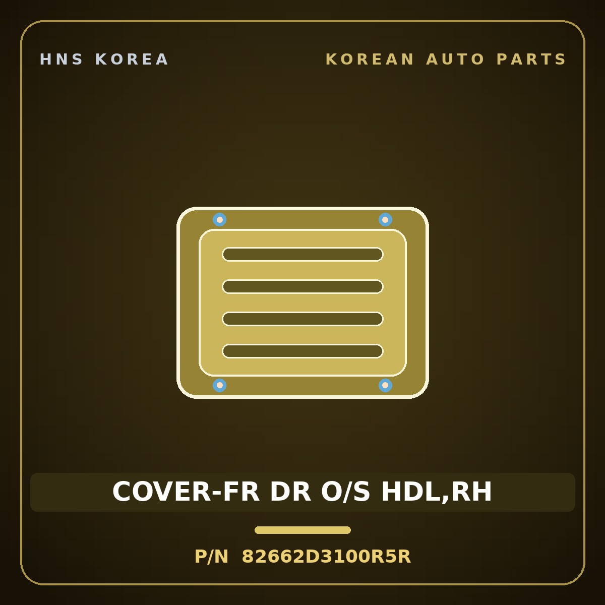 Genuine Mobis COVER-FR DR O/S HDL,RH 82662D3100R5R for Tucson 2018 HNS Parts Korea
