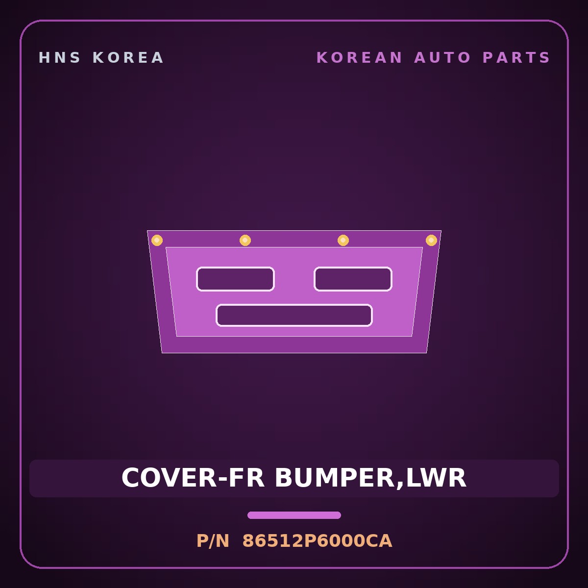 Genuine Mobis COVER-FR BUMPER,LWR 86512P6000CA for Santa Fe 2024 HNS Parts Korea