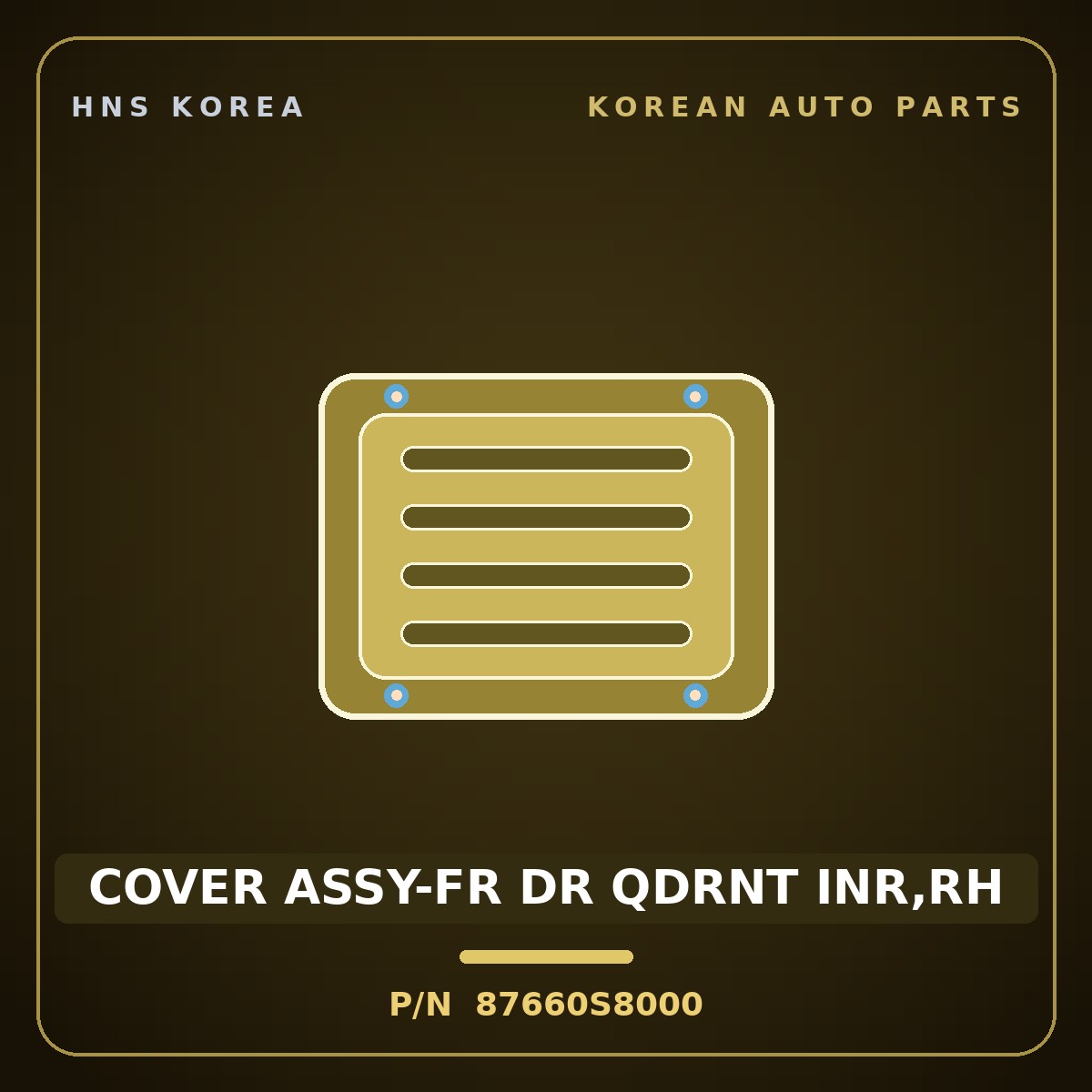 Genuine Mobis COVER ASSY-FR DR QDRNT INR,RH 87660S8000 for Palisade 2019 HNS Parts Korea