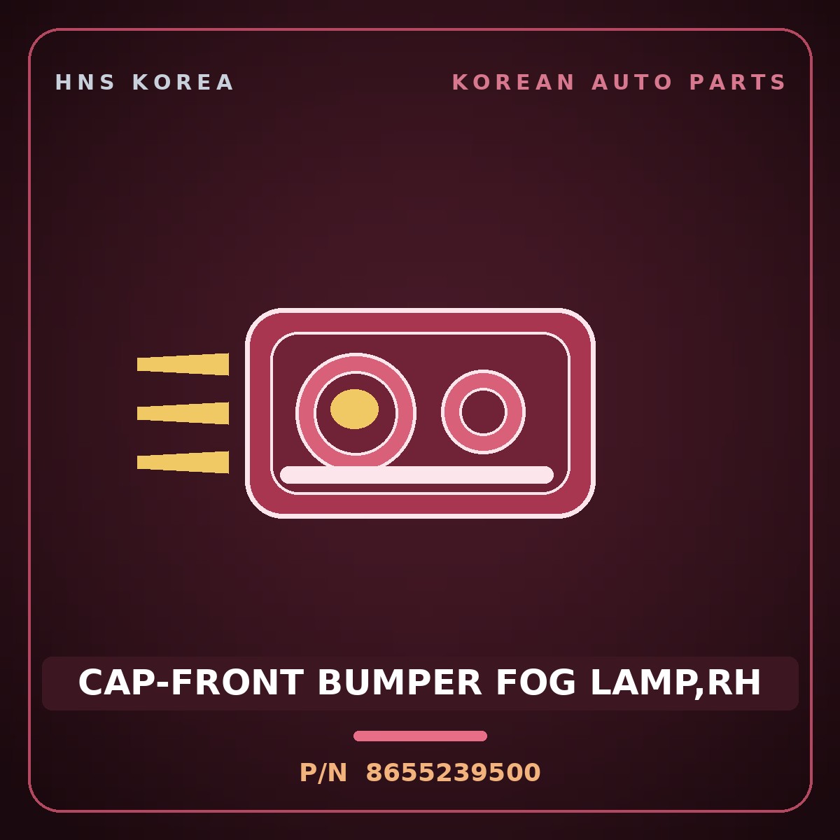 Genuine Mobis CAP-FRONT BUMPER FOG LAMP,RH 8655239500 for Grandeur 1999 HNS Parts Korea