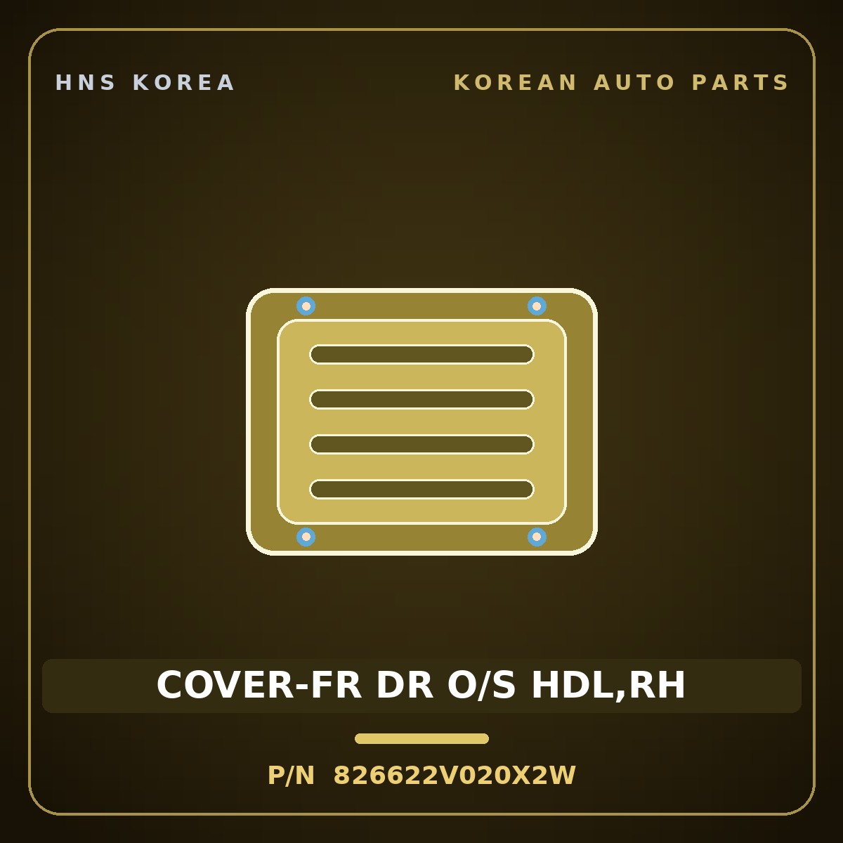 Genuine Mobis COVER-FR DR O/S HDL,RH 826622V020X2W for Veloster 2015 HNS Parts Korea