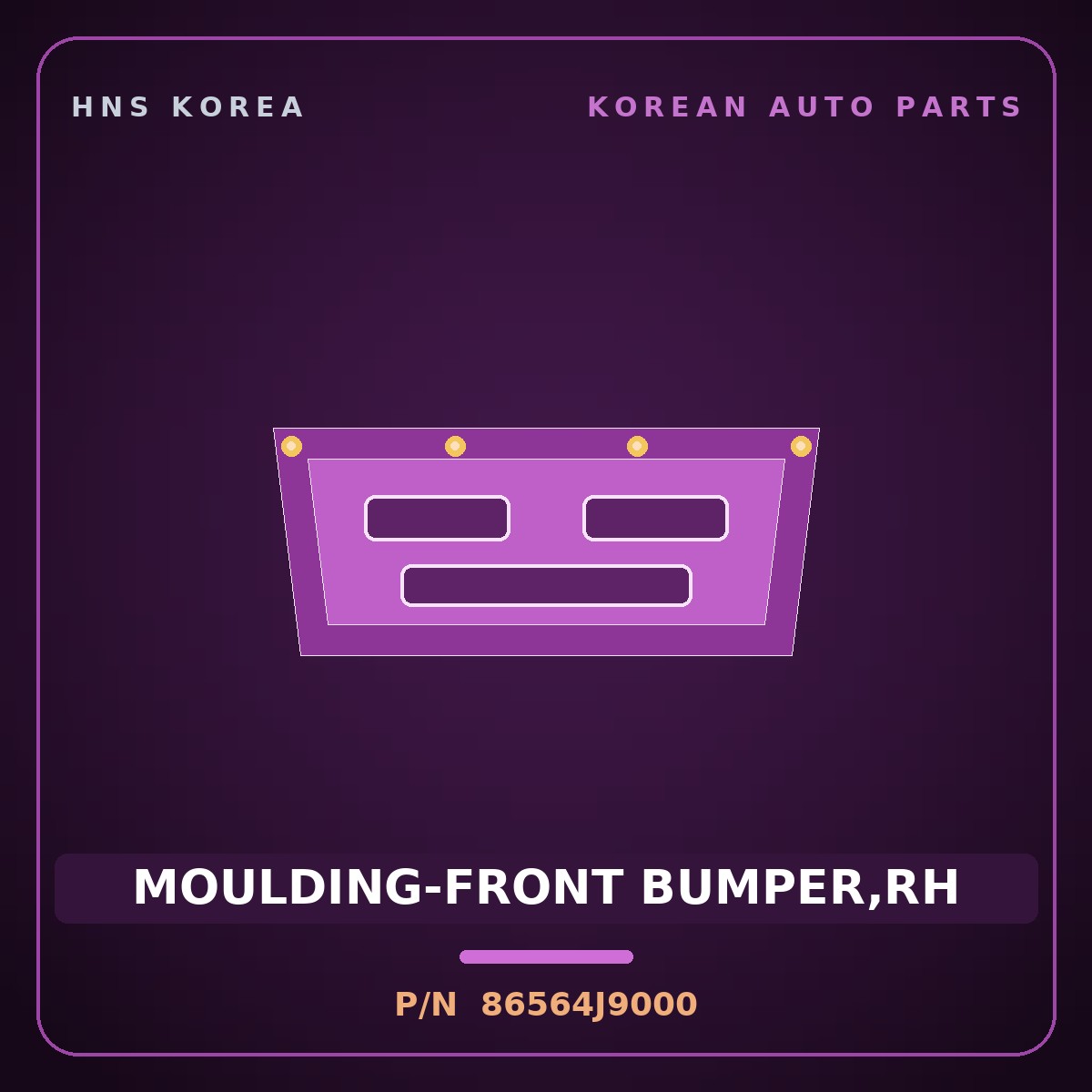 Genuine Mobis MOULDING-FRONT BUMPER,RH 86564J9000 for Kona 2018 HNS Parts Korea