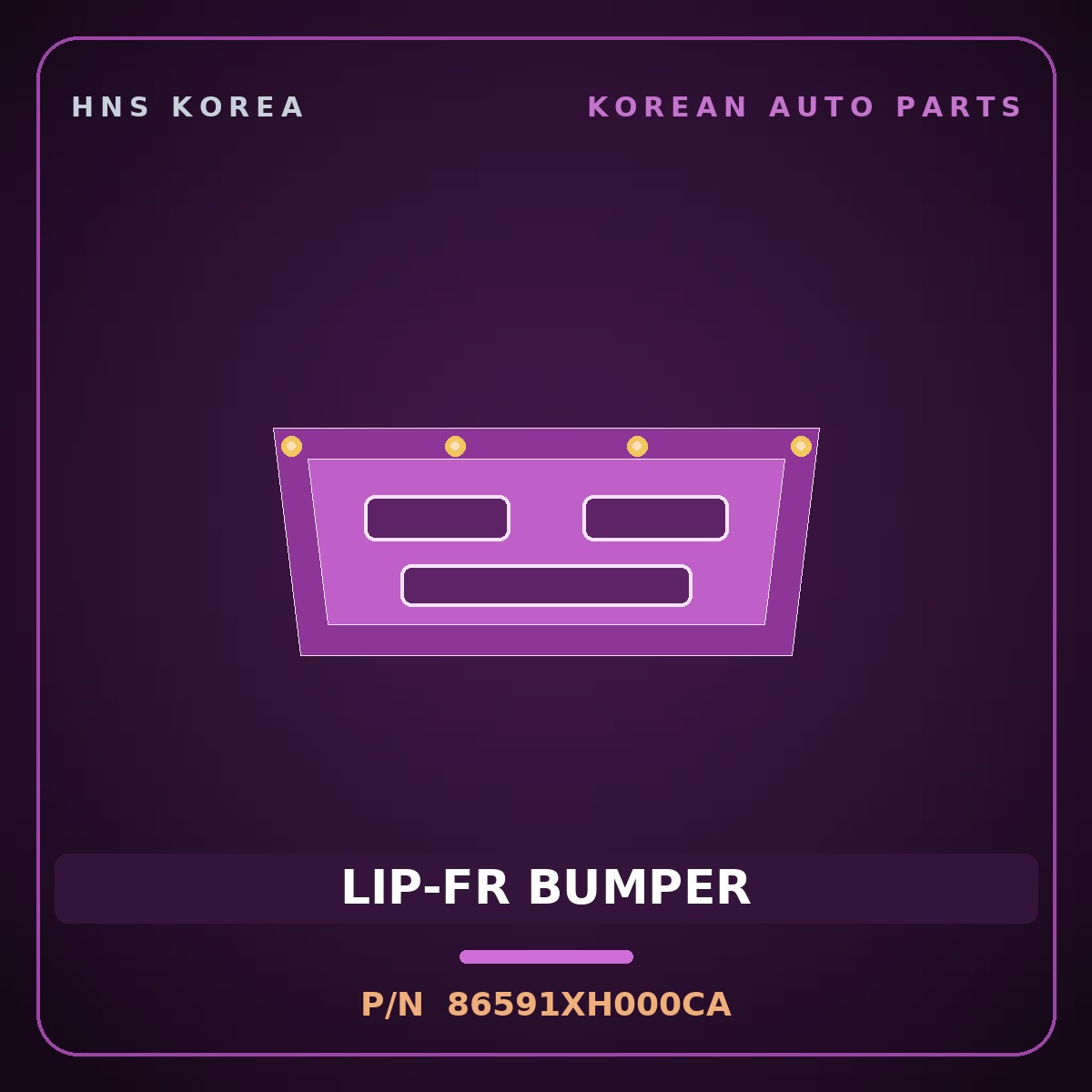 Genuine Mobis LIP-FR BUMPER 86591XH000CA for Nexo 2025 HNS Parts Korea