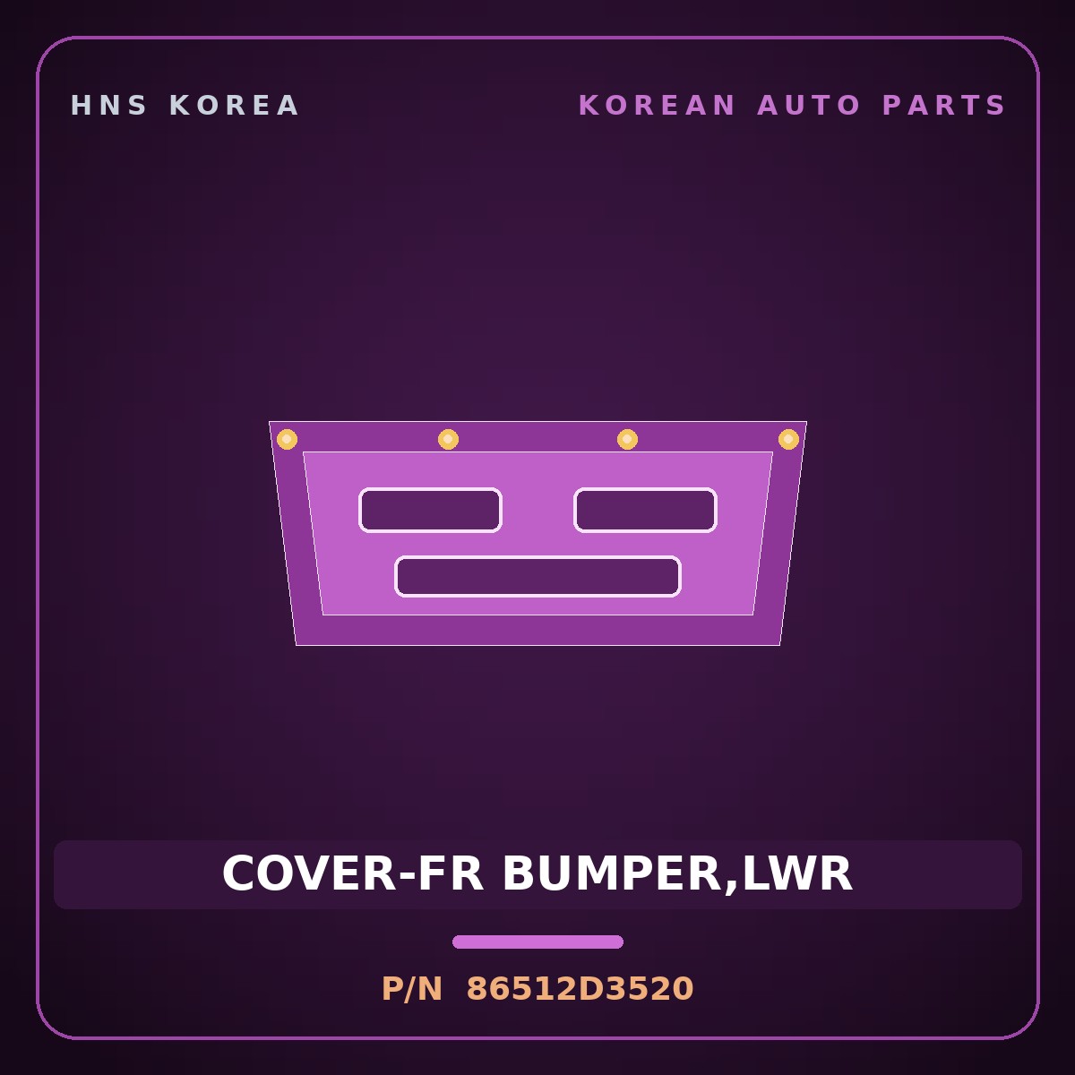 Genuine Mobis COVER-FR BUMPER,LWR 86512D3520 for Tucson 2018 HNS Parts Korea