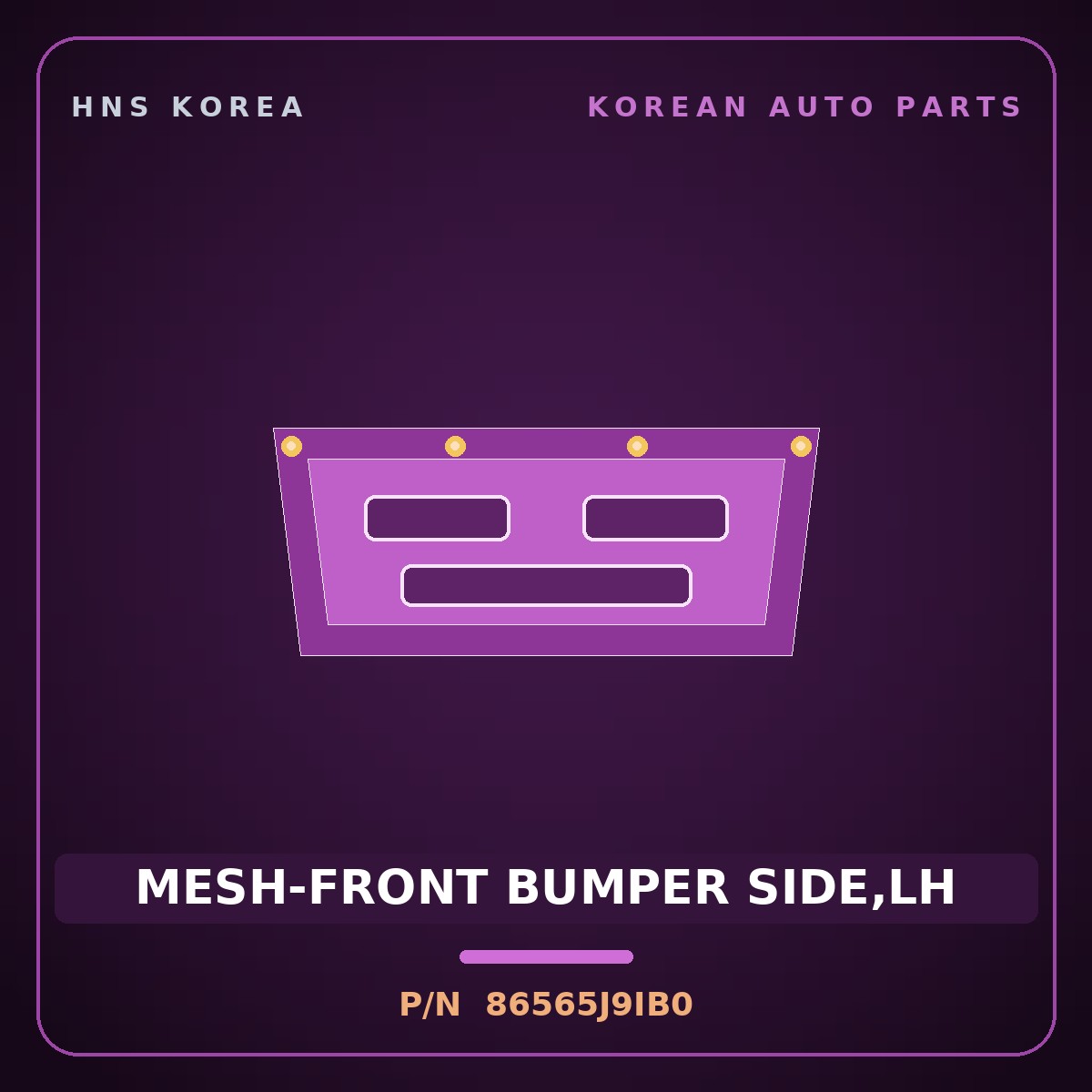 Genuine Mobis MESH-FRONT BUMPER SIDE,LH 86565J9IB0 for Kona 2018 HNS Parts Korea