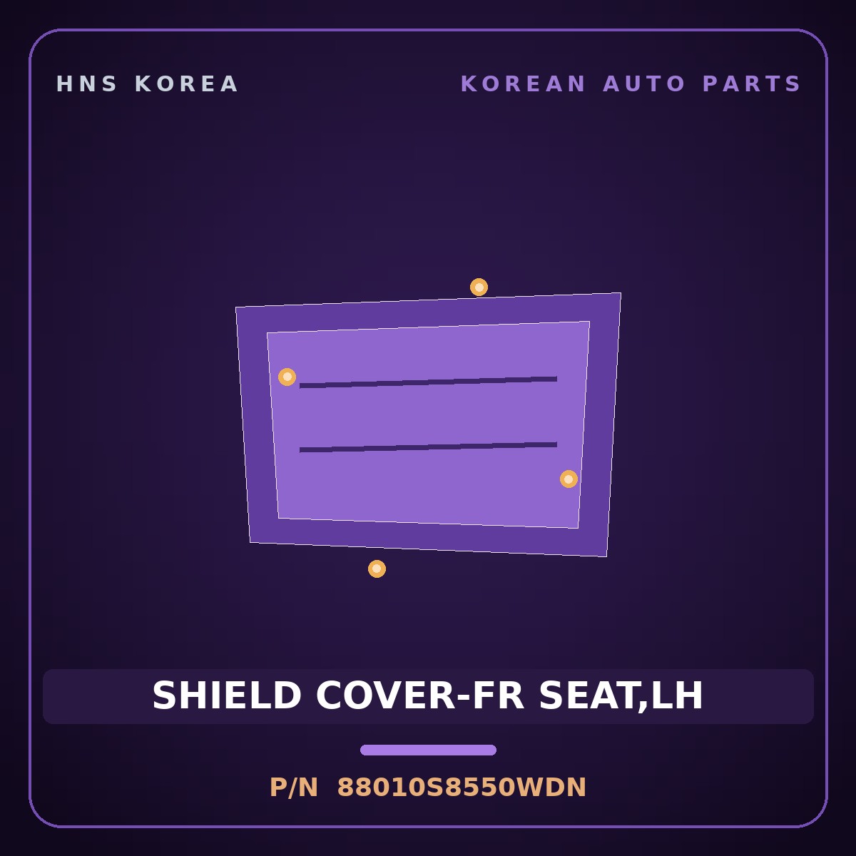 Genuine Mobis SHIELD COVER-FR SEAT,LH 88010S8550WDN for Palisade 2019 HNS Parts Korea