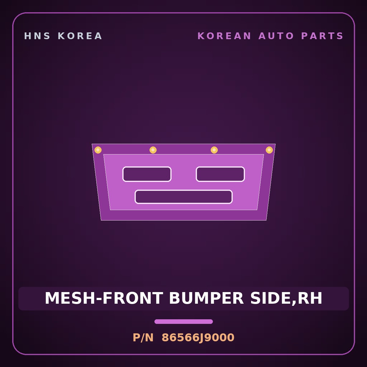 Genuine Mobis MESH-FRONT BUMPER SIDE,RH 86566J9000 for Kona 2018 HNS Parts Korea