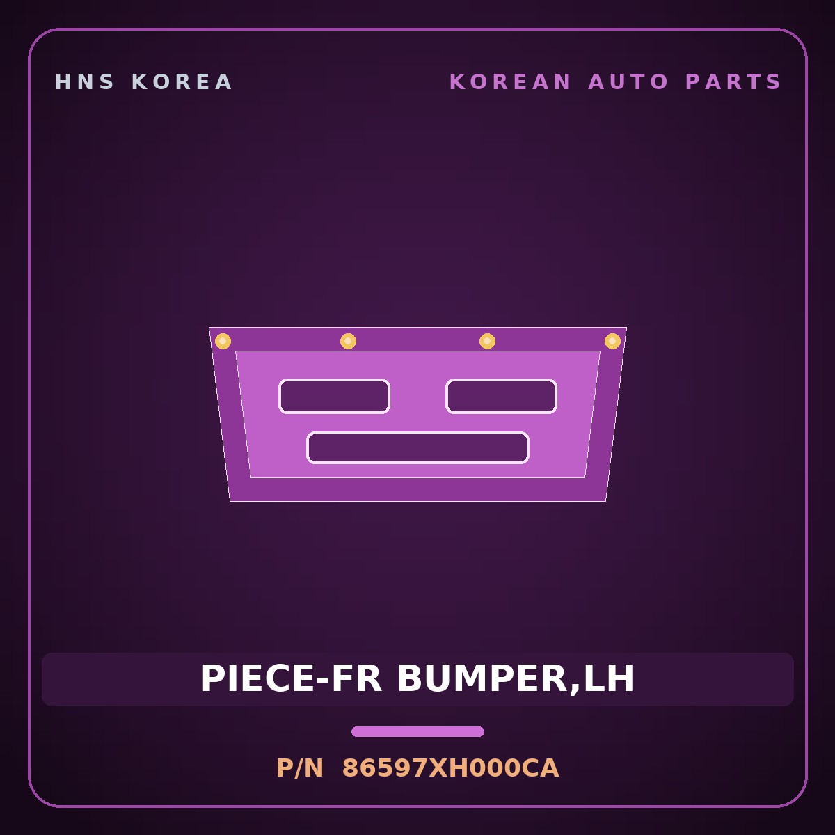Genuine Mobis PIECE-FR BUMPER,LH 86597XH000CA for Nexo 2025 HNS Parts Korea