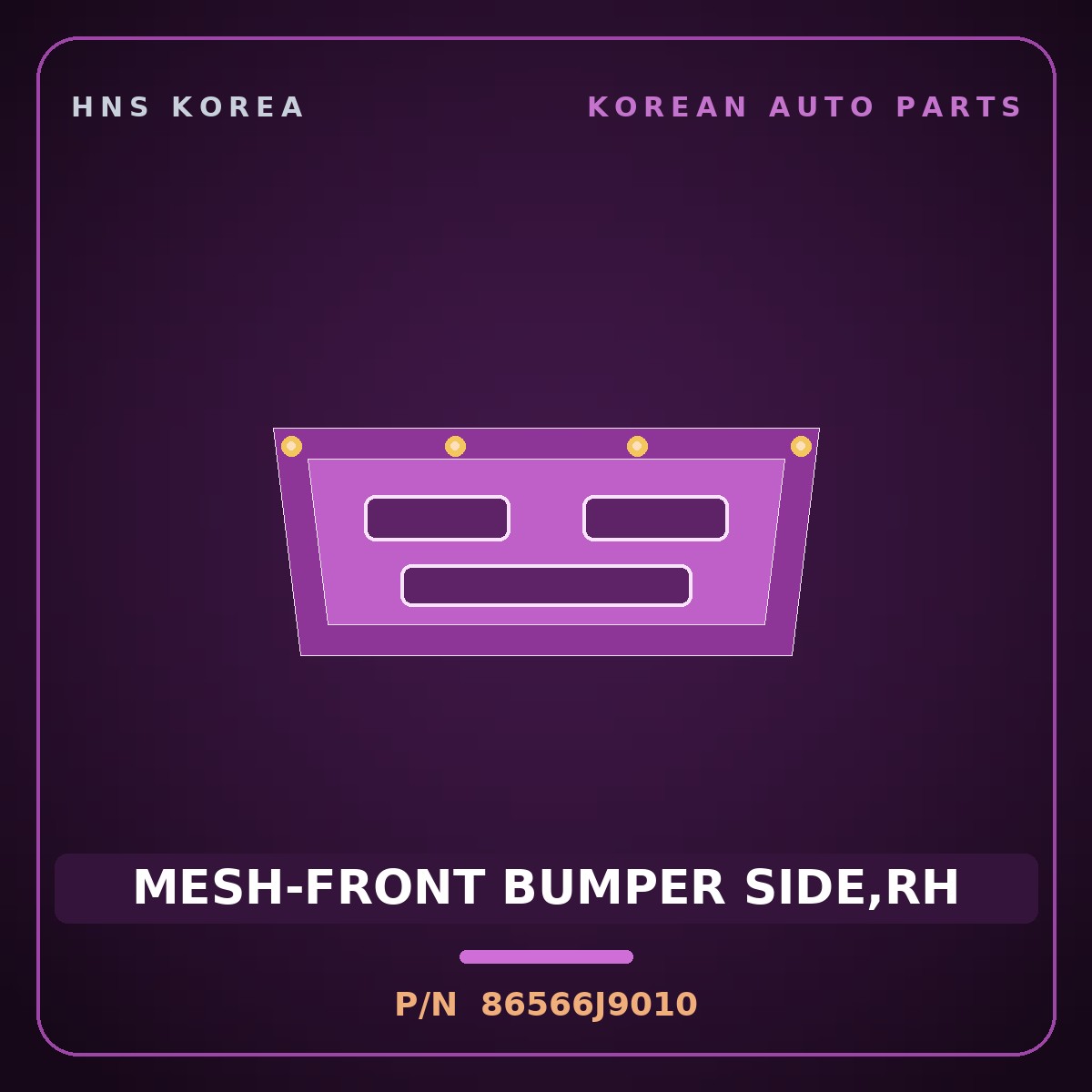 Genuine Mobis MESH-FRONT BUMPER SIDE,RH 86566J9010 for Kona 2018 HNS Parts Korea