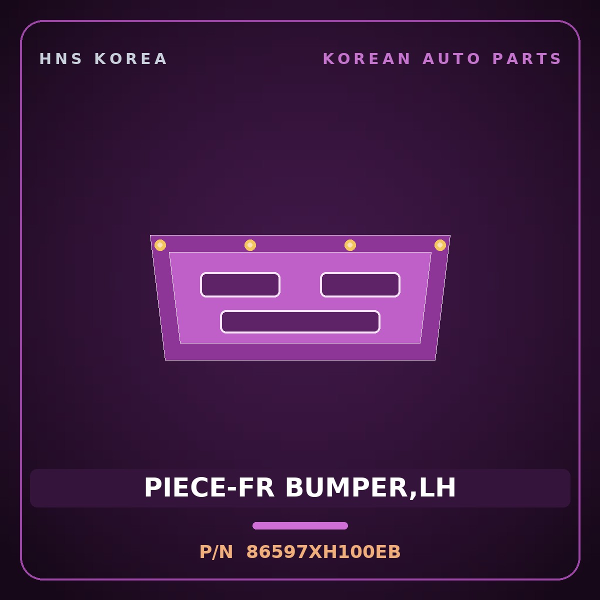 Genuine Mobis PIECE-FR BUMPER,LH 86597XH100EB for Nexo 2025 HNS Parts Korea