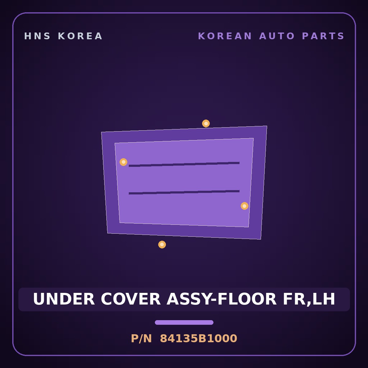 Genuine Mobis UNDER COVER ASSY-FLOOR FR,LH 84135B1000 for Genesis 2014 HNS Parts Korea