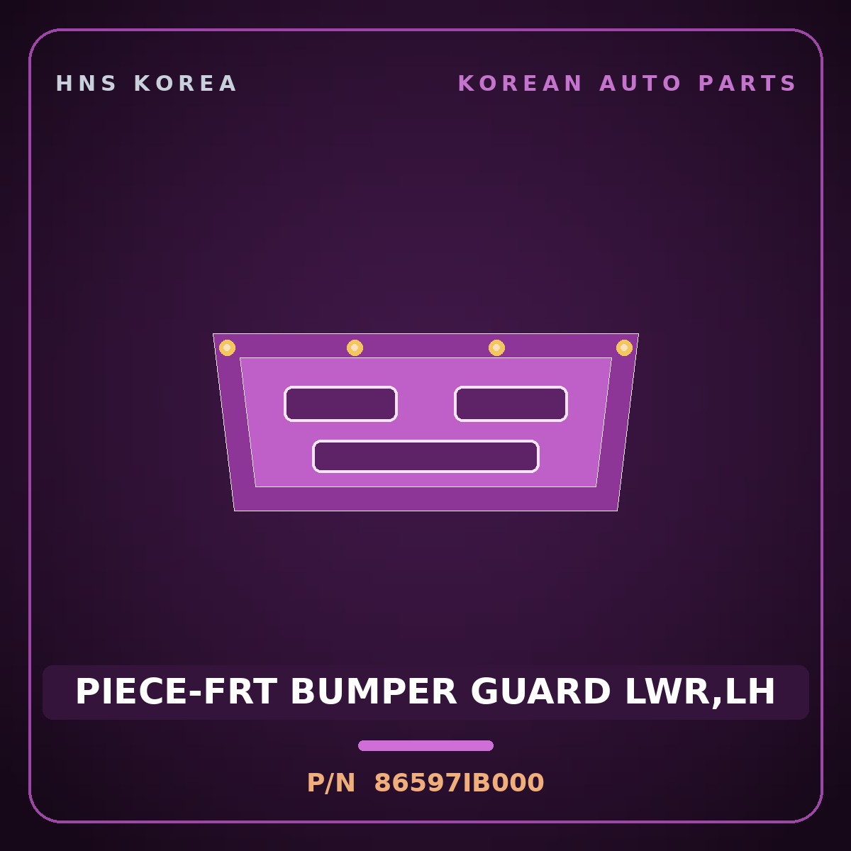 Genuine Mobis PIECE-FRT BUMPER GUARD LWR,LH 86597IB000 for Avante 2021 HNS Parts Korea