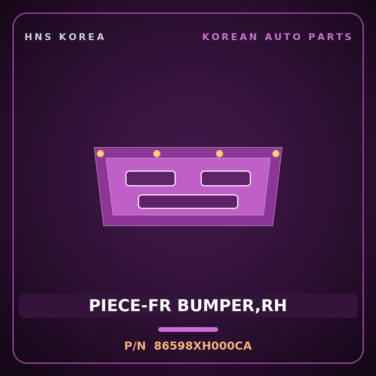 Genuine Mobis PIECE-FR BUMPER,RH 86598XH000CA for Nexo 2025 HNS Parts Korea