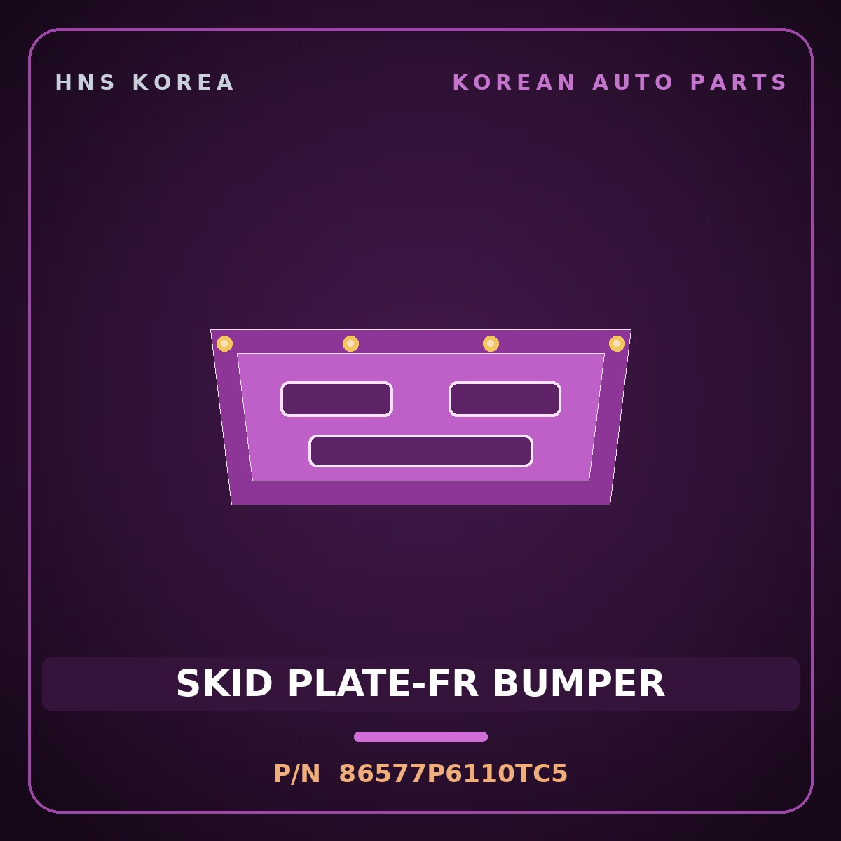 Genuine Mobis SKID PLATE-FR BUMPER 86577P6110TC5 for Santa Fe 2024 HNS Parts Korea