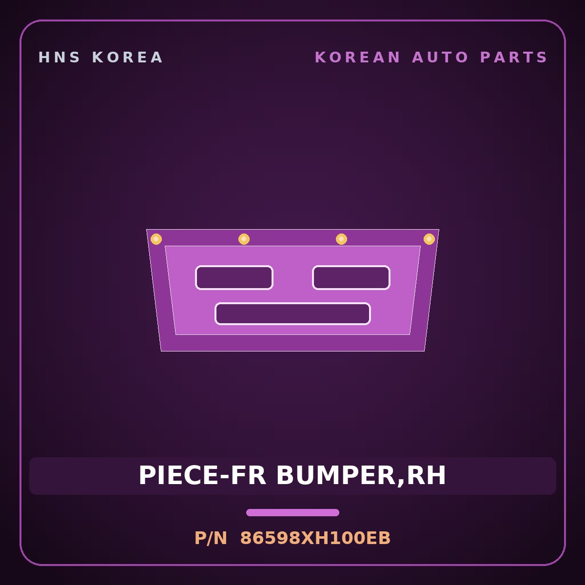 Genuine Mobis PIECE-FR BUMPER,RH 86598XH100EB for Nexo 2025 HNS Parts Korea