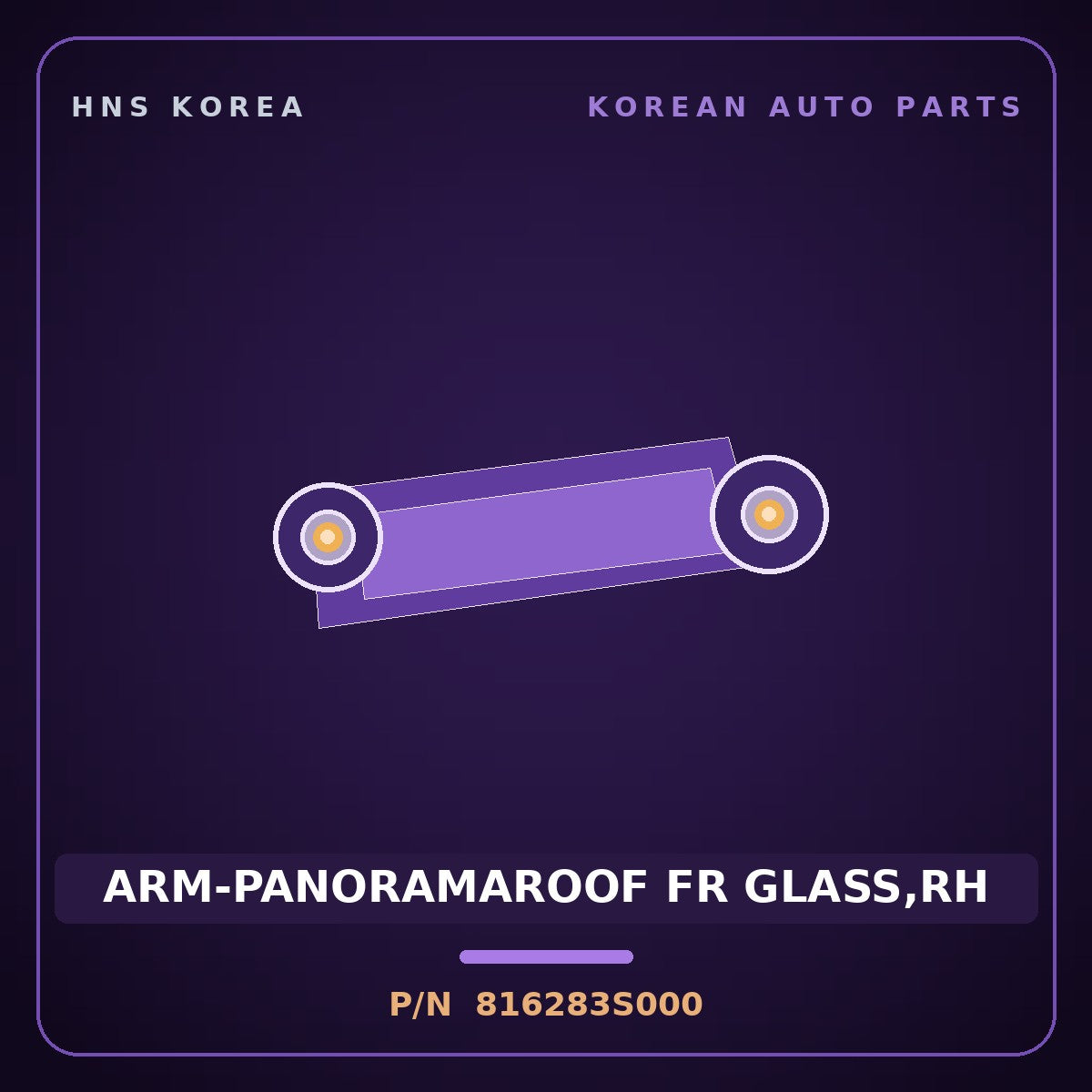 Genuine Mobis ARM-PANORAMAROOF FR GLASS,RH 816283S000 for Sonata 2010 HNS Parts Korea
