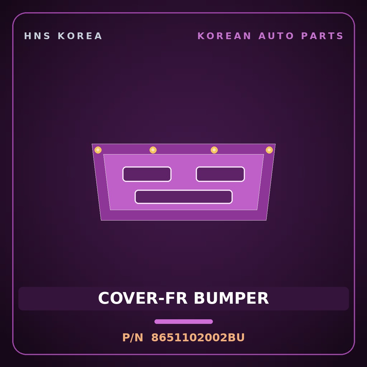 Genuine Mobis COVER-FR BUMPER 8651102002BU for Atos 1998 HNS Parts Korea