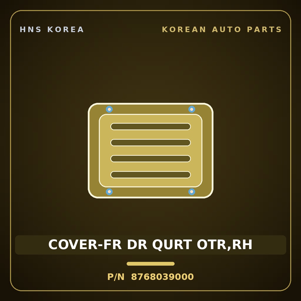 Genuine Mobis COVER-FR DR QURT OTR,RH 8768039000 for Grandeur 1999 HNS Parts Korea