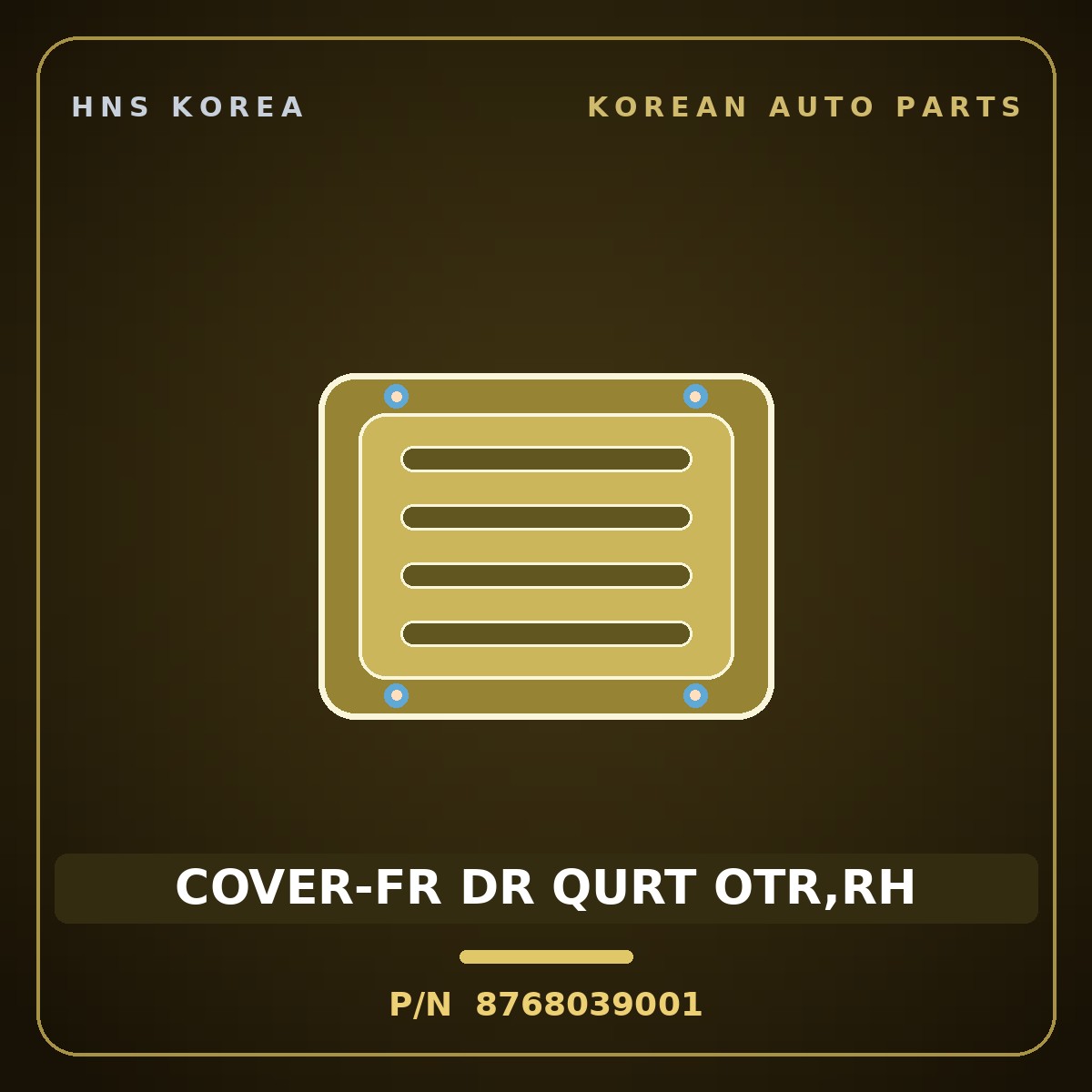 Genuine Mobis COVER-FR DR QURT OTR,RH 8768039001 for Grandeur 1999 HNS Parts Korea