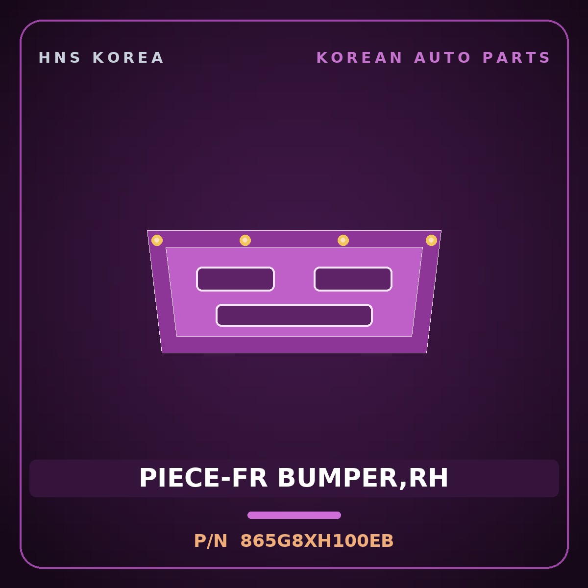 Genuine Mobis PIECE-FR BUMPER,RH 865G8XH100EB for Nexo 2025 HNS Parts Korea