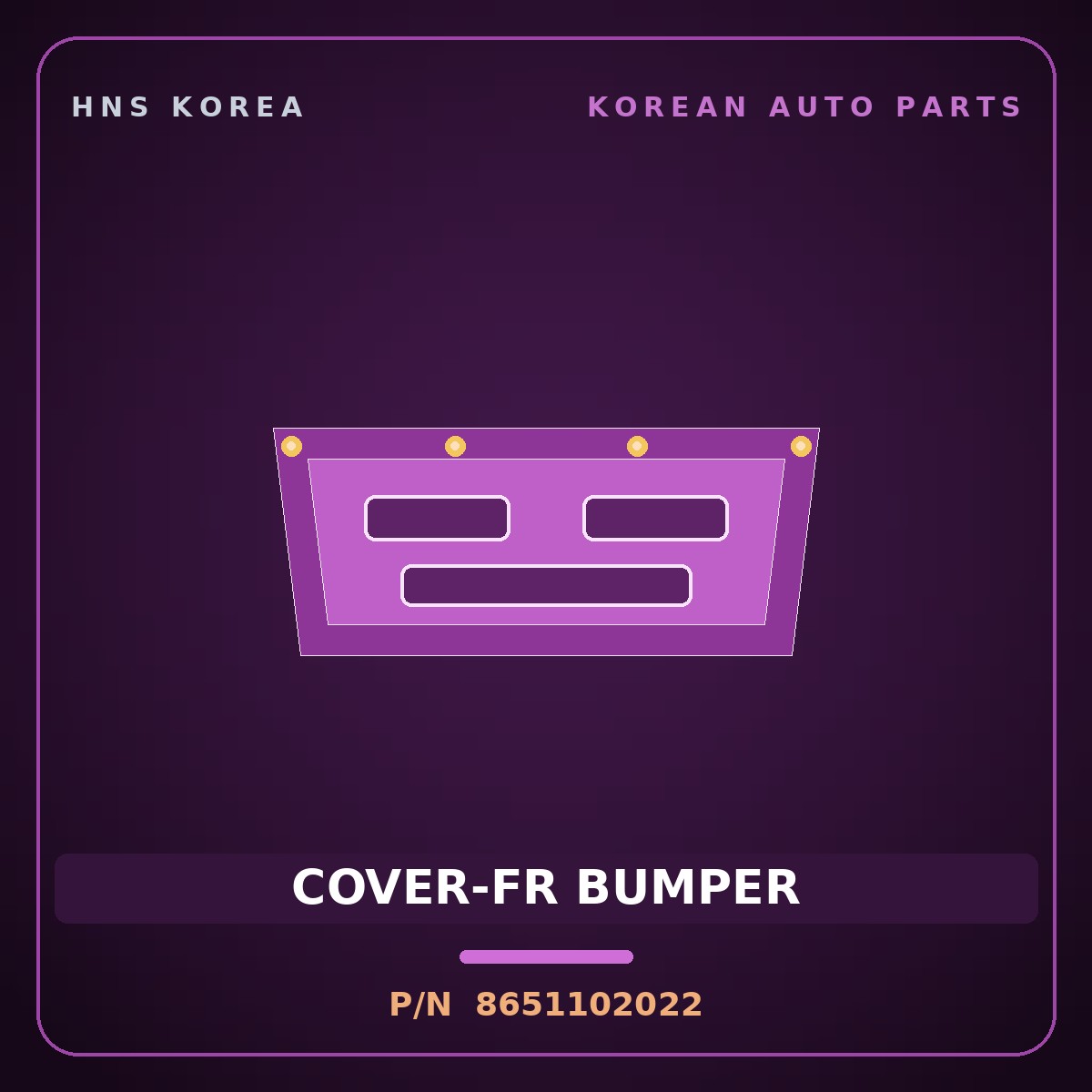 Genuine Mobis COVER-FR BUMPER 8651102022 for Atos 1998 HNS Parts Korea