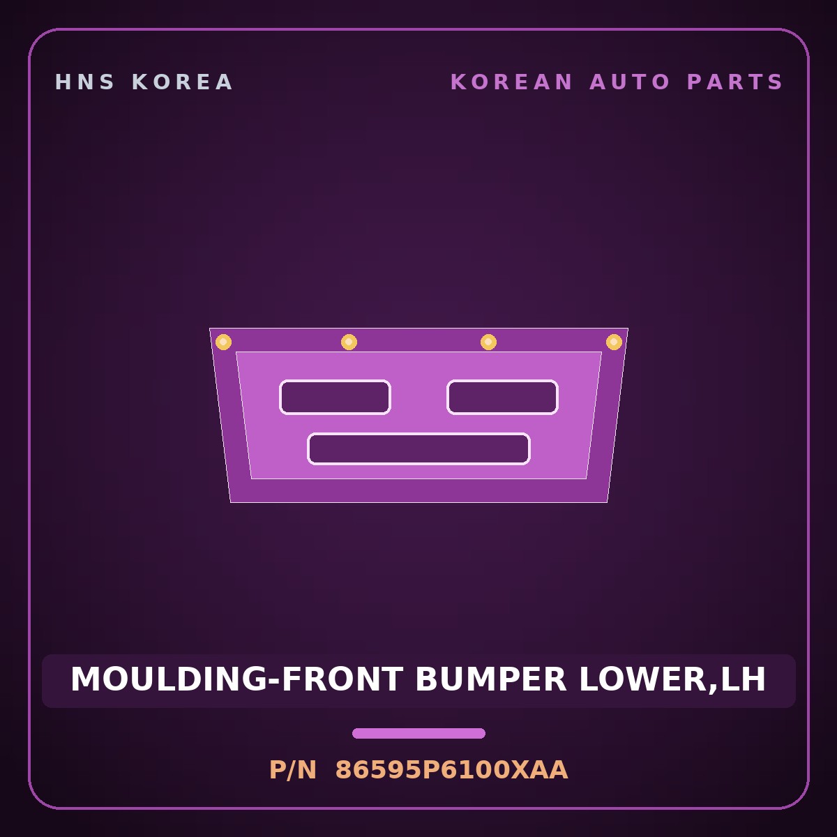 Genuine Mobis MOULDING-FRONT BUMPER LOWER,LH 86595P6100XAA for Santa Fe 2024 HNS Parts Korea