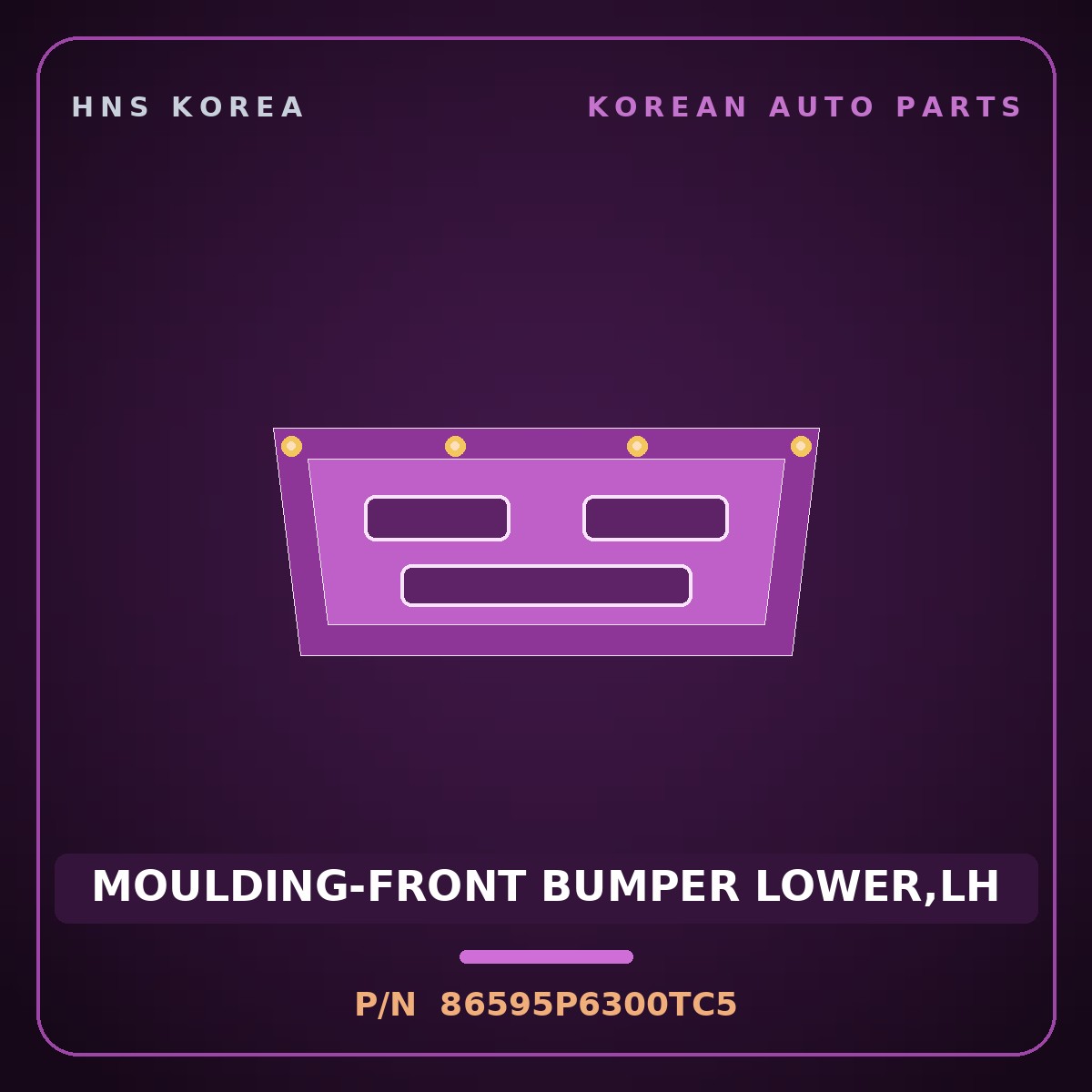 Genuine Mobis MOULDING-FRONT BUMPER LOWER,LH 86595P6300TC5 for Santa Fe 2024 HNS Parts Korea