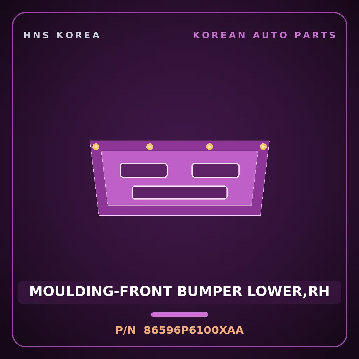 Genuine Mobis MOULDING-FRONT BUMPER LOWER,RH 86596P6100XAA for Santa Fe 2024 HNS Parts Korea