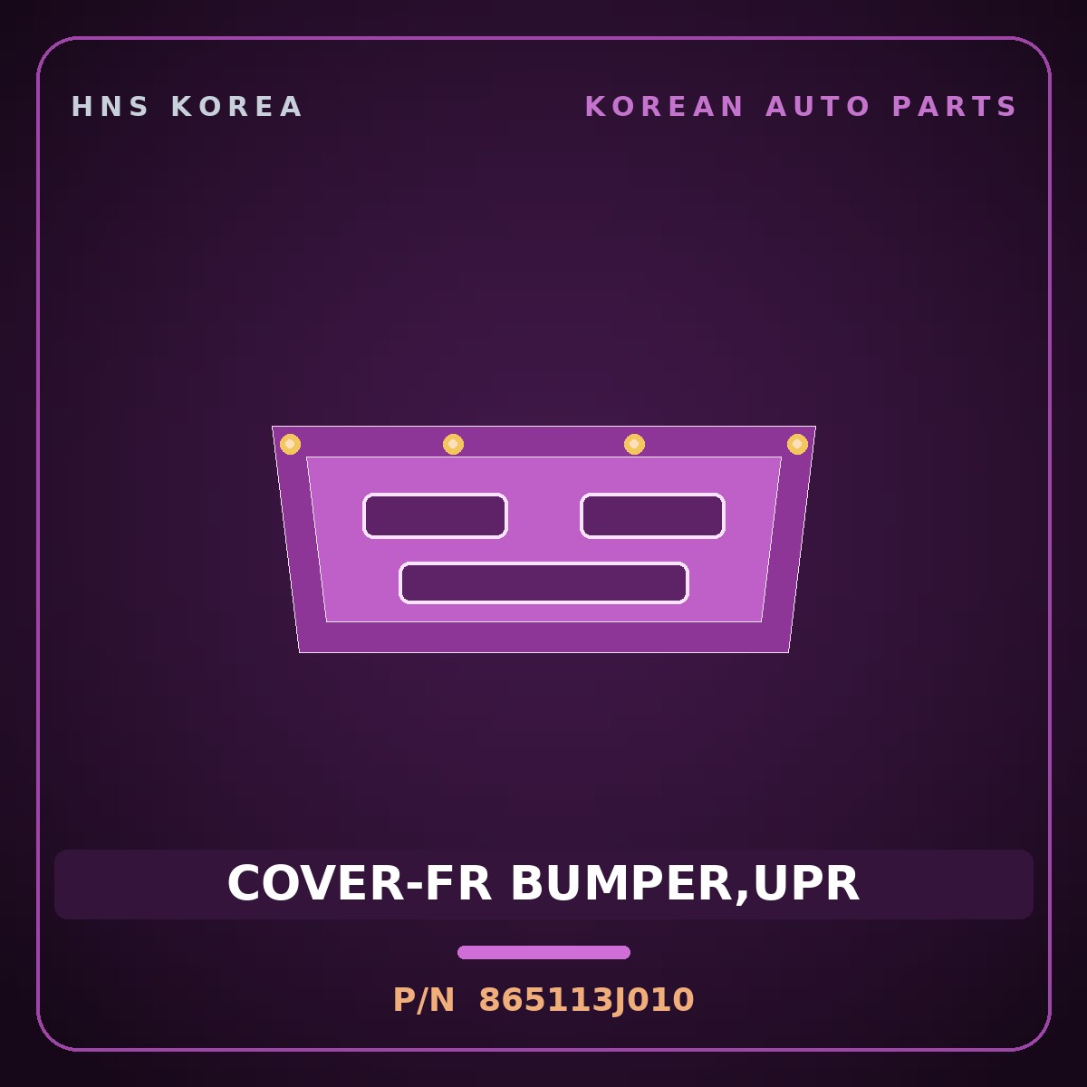 Genuine Mobis COVER-FR BUMPER,UPR 865113J010 for Veracruz 2006 HNS Parts Korea